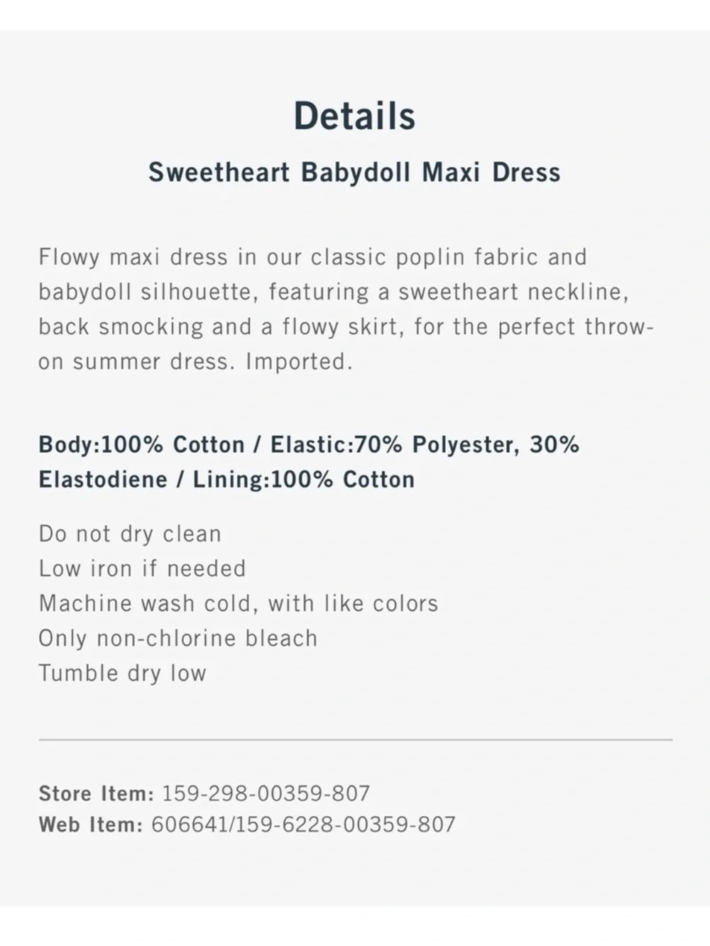 A&F Babydoll Maxi Dress